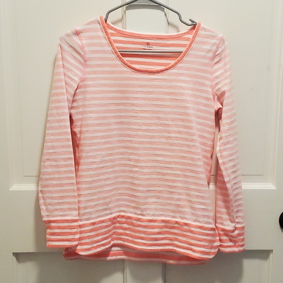 Pink and white striped Talbots long sleeve tee - Picture 1 of 2